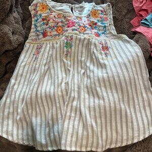 Savanna Jane Multicolor Embroidered Striped Tank Top